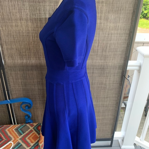 Cobalt Blue Ribbed Flared Sweater Dress - Picture 4 of 7